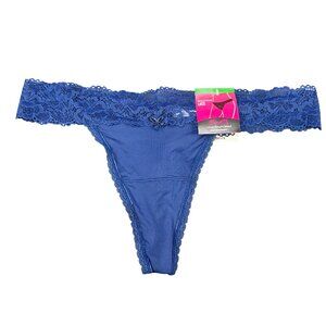Maidenform Womens Size Large 7 Panty Thong Luxurious Lace Blue New With Tags